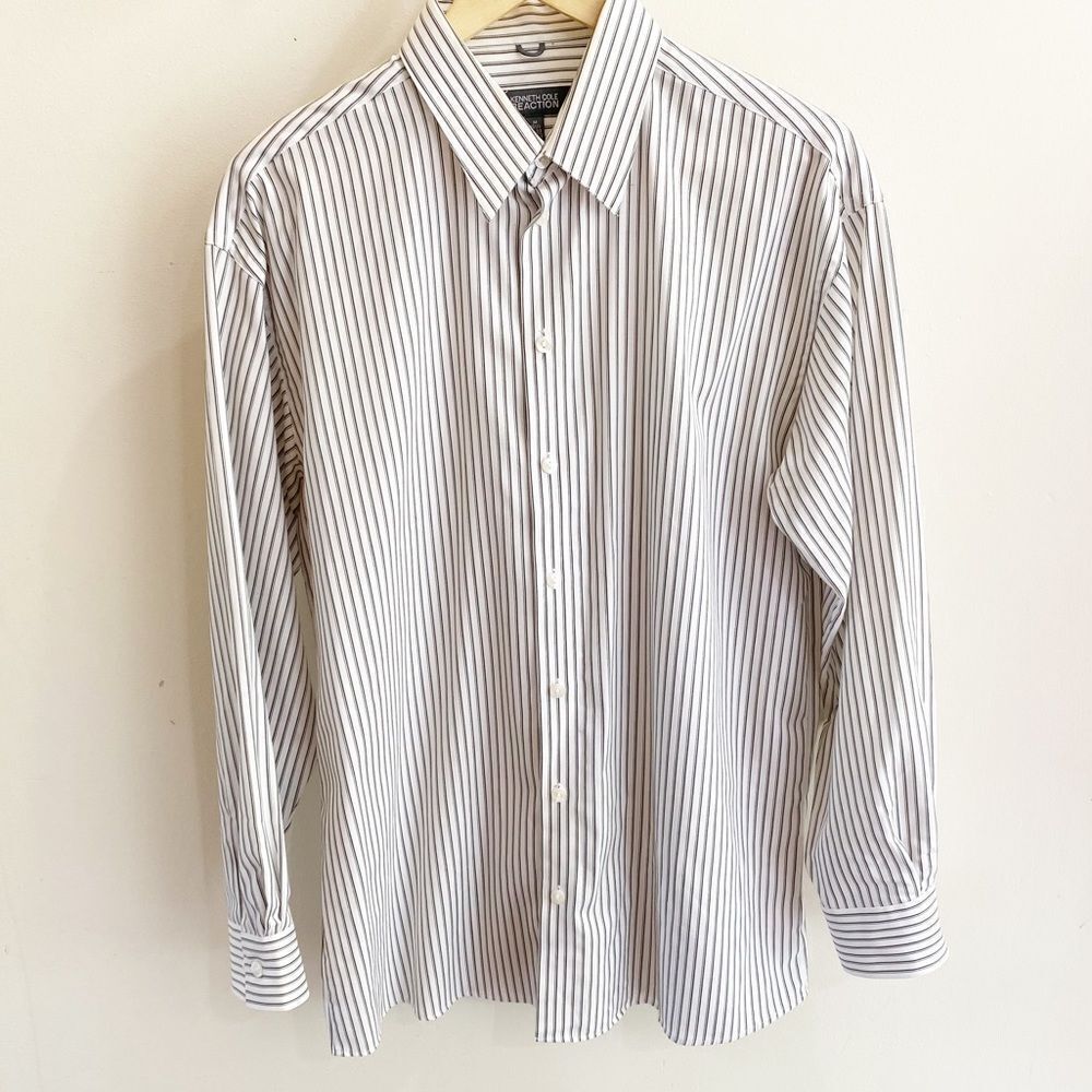 Men's Keneth Cole Reation Dress Shirt Button Down long sleeve 15 1/2  Medium